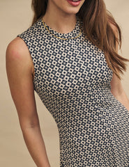 Monochrome Geometric Print Jersey Denver Midi Dress