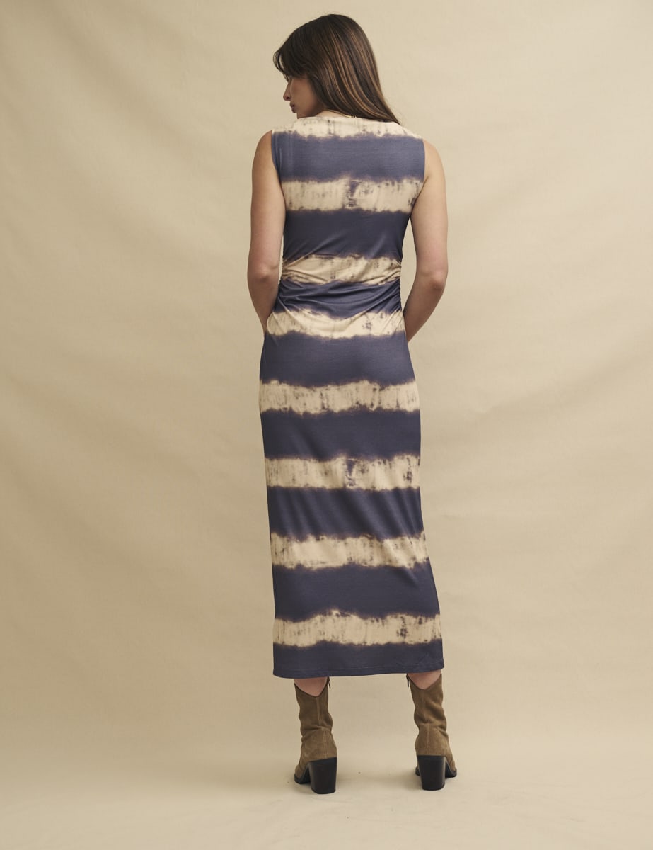 Cream and Grey Dip Dye Sleeveless Luke Midi Dress