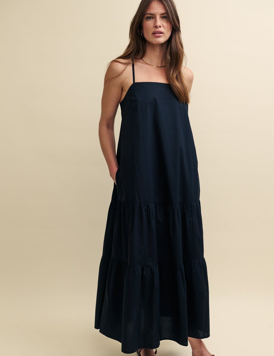 Black Tiered Etain Maxi Dress