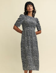 Black Heart Print Evie Midi Dress