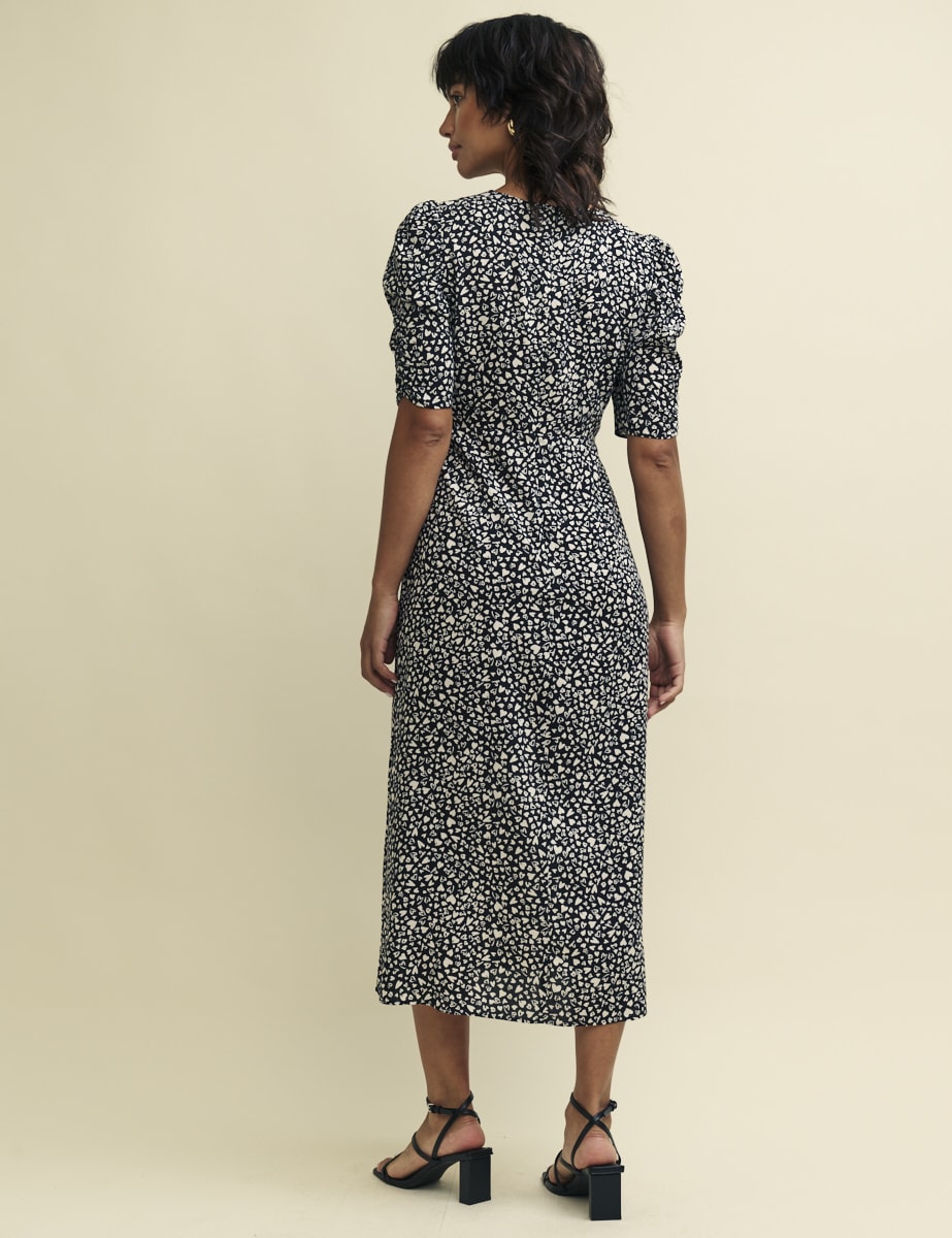 Black Heart Print Evie Midi Dress