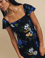 Black Floral Elsie Midi Dress