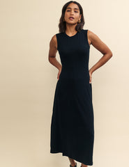 Black A-line Denver Midi Dress