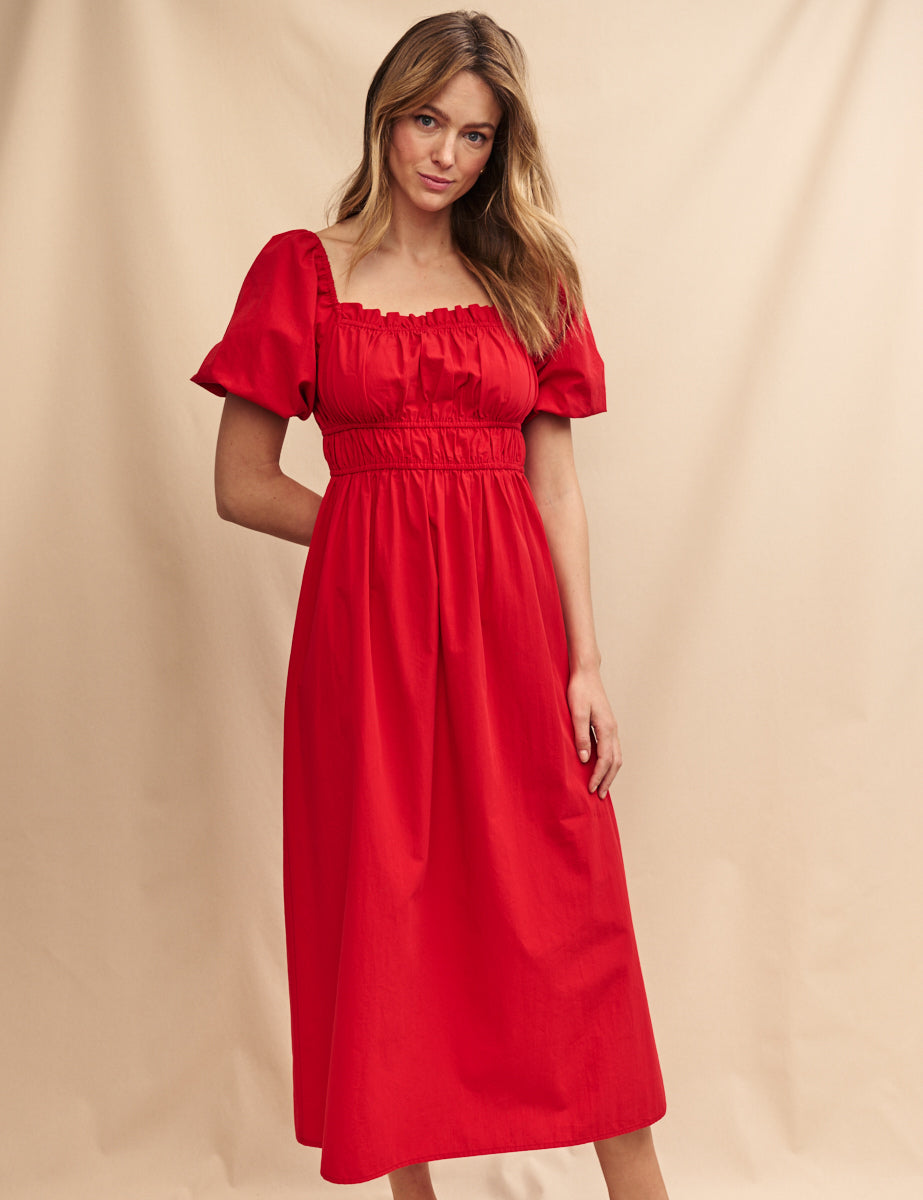 Red Kurtis Midi Dress