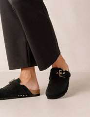 Alohas Black Suede Clogs