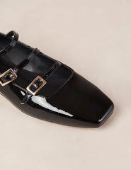 Alohas Luke Black Patent Leather Buckle Ballet Pumps