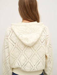 Cream Pointelle Stitch Hoodie