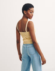 Yellow Cotton Cable Stitch Vest