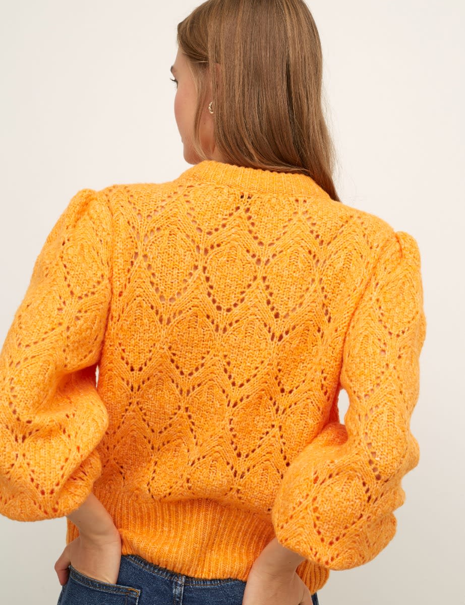 Orange Interest Stitch Pointelle Jumper