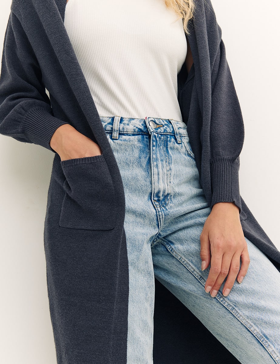 Charcoal Maxi Knit Cardigan