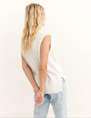 Cream V-Neck Cable Oversized Vest