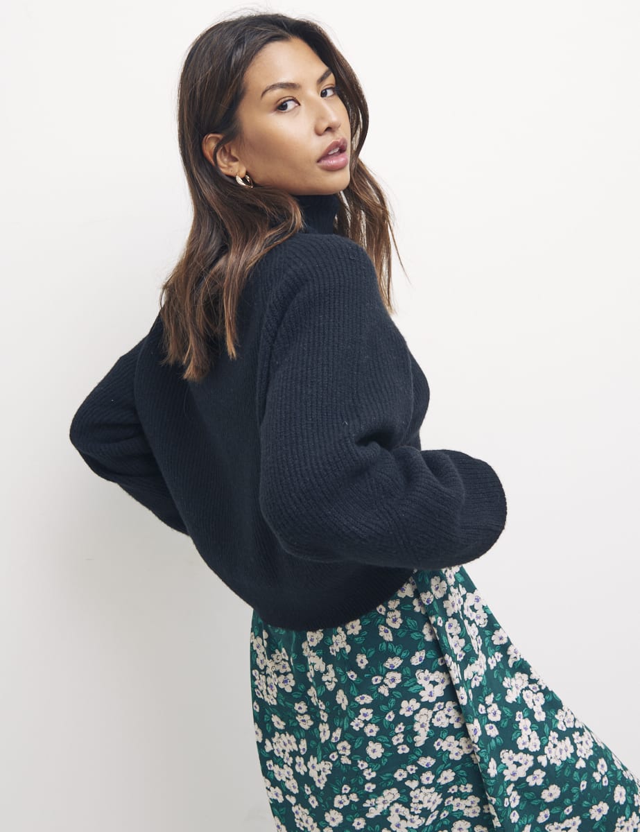 Black Roll Neck Jumper