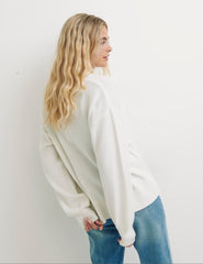 Cream Long Line Slouchy V-Neck Jumper