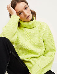 Green Roll Neck Cable Jumper