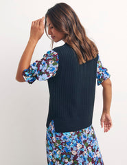 Black V Neck Oversized Vest