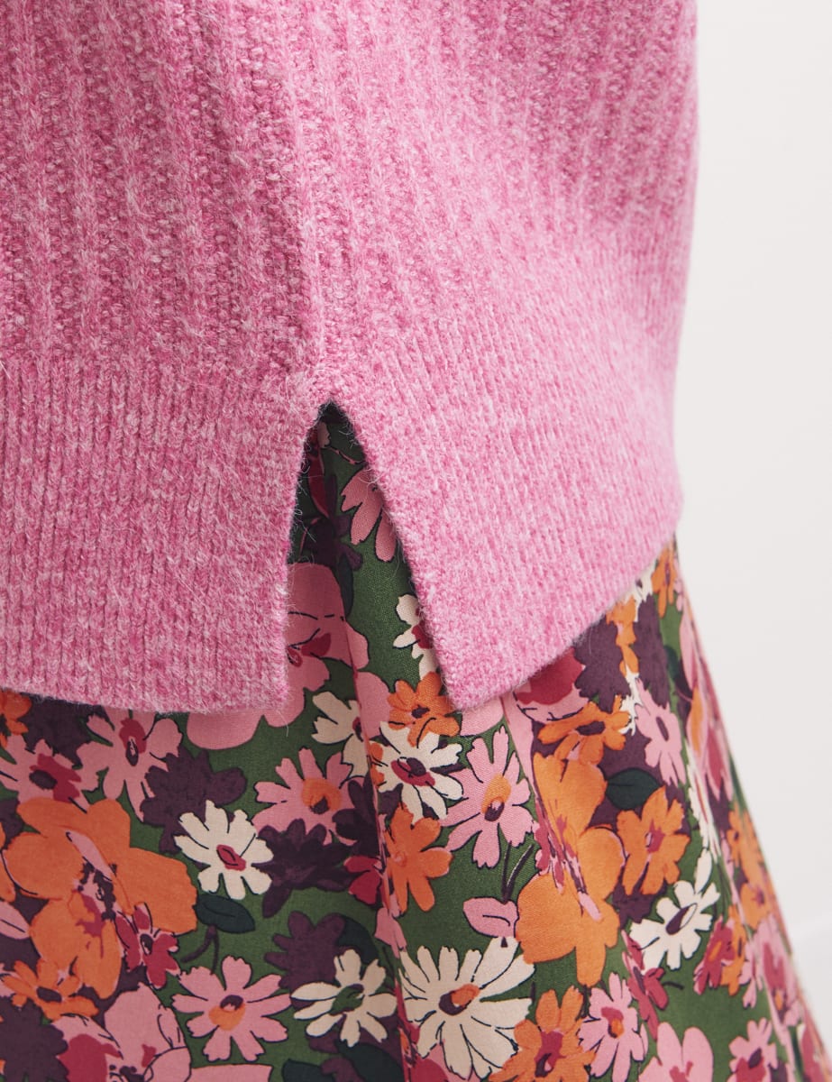 Pink V Neck Oversized Vest