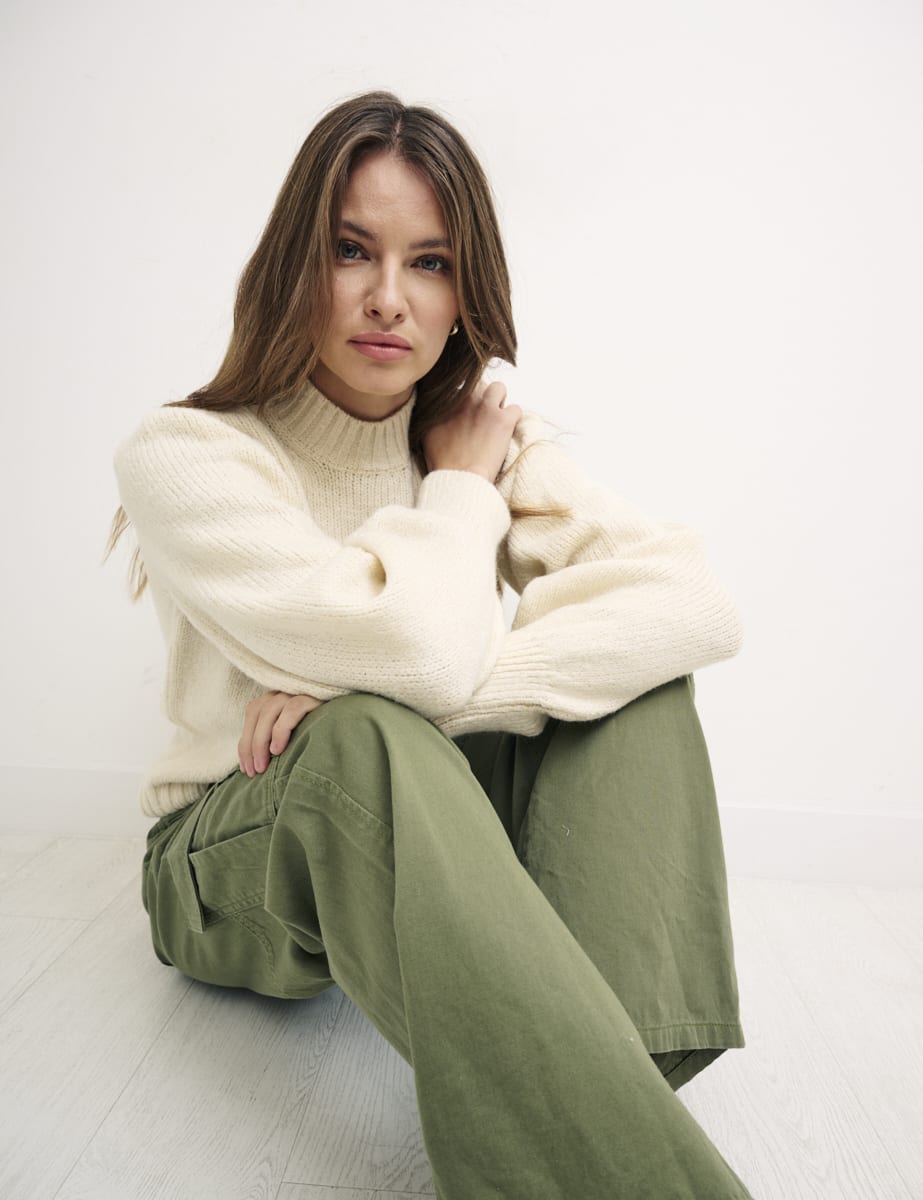 Cream Lofty Crew Neck Jumper