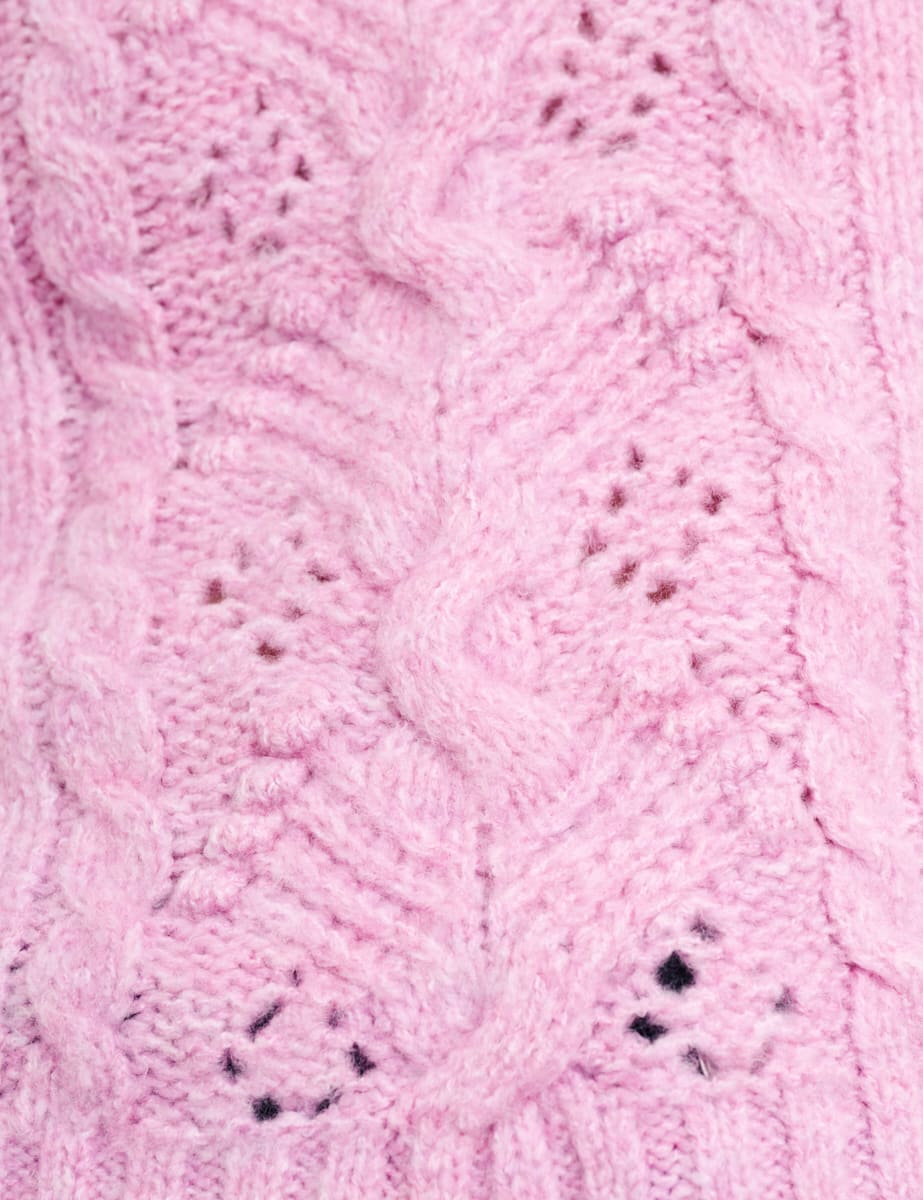 Pink Volume Sleeve Pointelle Panel Jumper