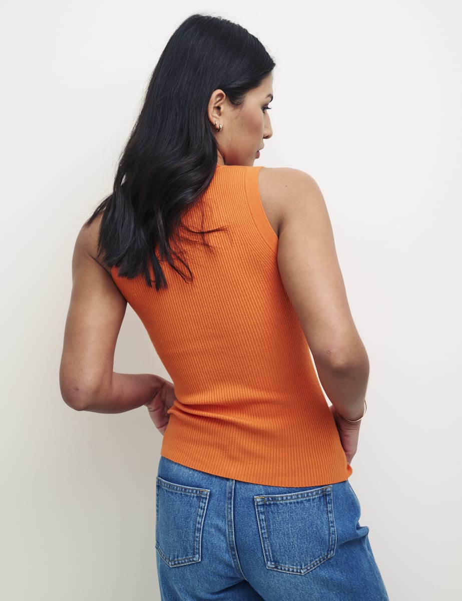 Orange Knitted Rib Top