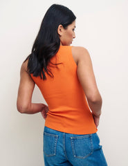 Orange Knitted Rib Top