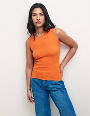 Orange Knitted Rib Top