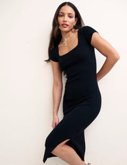 Square Neck Knitted Midi Dress