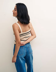 Black & White Mock Crochet Stripe Cami