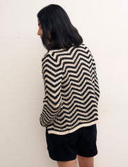 Black & White Crochet Chevron Cardigan