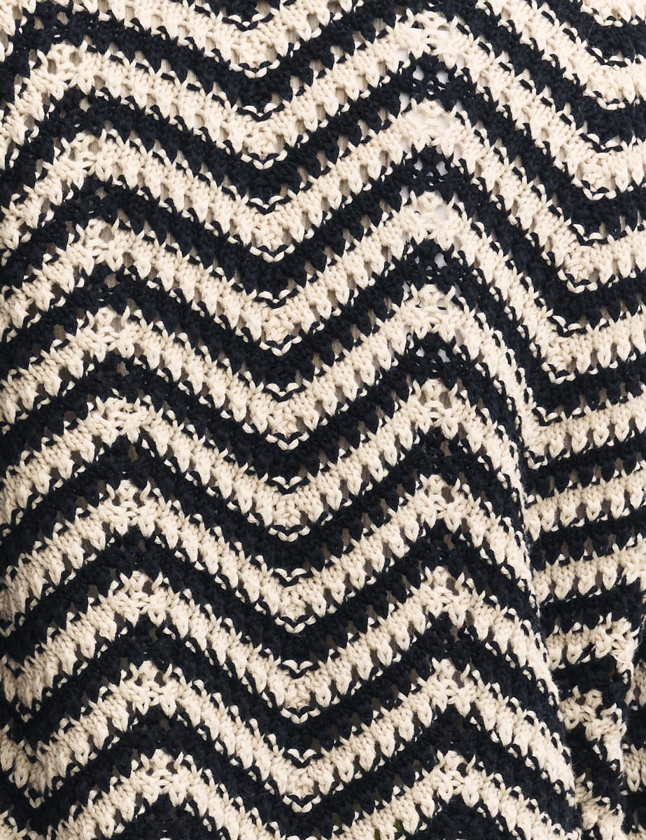 Black & White Crochet Chevron Cardigan