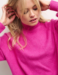 Pink Roll Neck Knitted Jumper