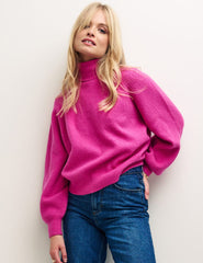 Pink Roll Neck Knitted Jumper