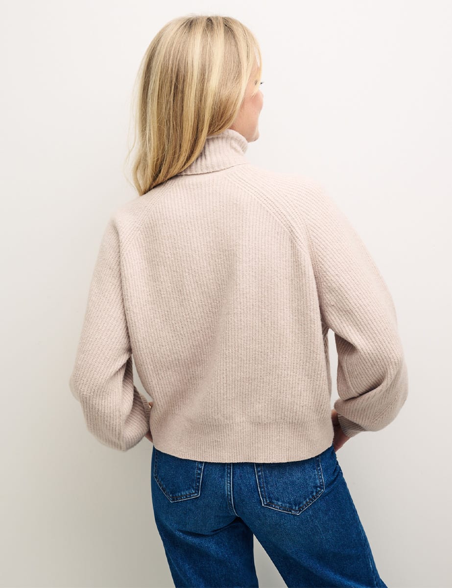 Cream Roll Neck Knitted Jumper