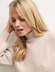 Cream Roll Neck Knitted Jumper