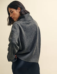 Grey Knitted Roll Neck Jumper