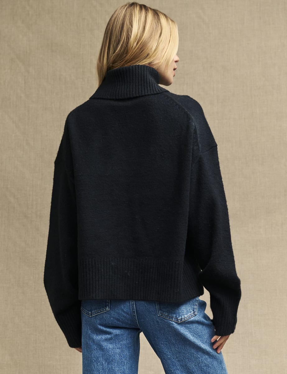 Black Roll Neck Knitted Jumper