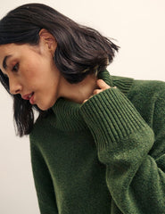 Khaki Green Knitted Roll Neck Jumper