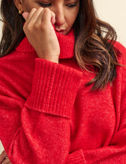 Red Roll Neck Knitted Jumper