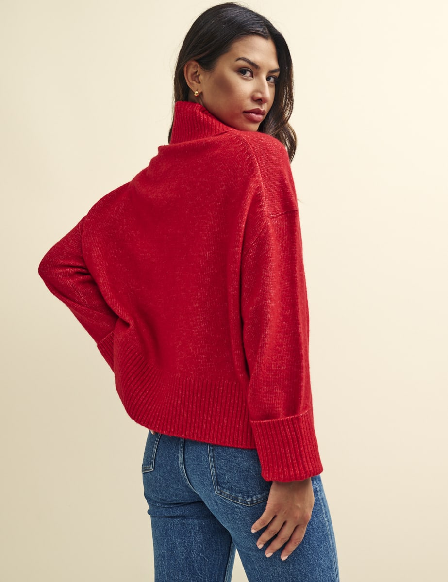 Red Roll Neck Knitted Jumper