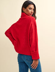 Red Roll Neck Knitted Jumper