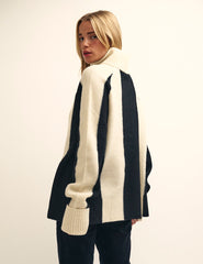 Fearne Cotton Black and Cream Stripe Roll Neck Jumper