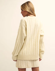 Cream Cable Crew Neck Oversized Knitted Jumper