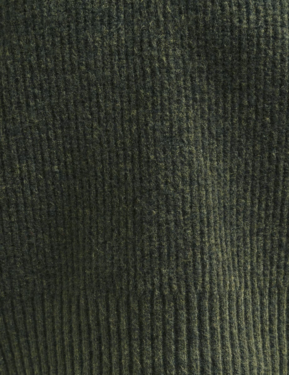 Khaki Green V-Neck Knitted Jumper