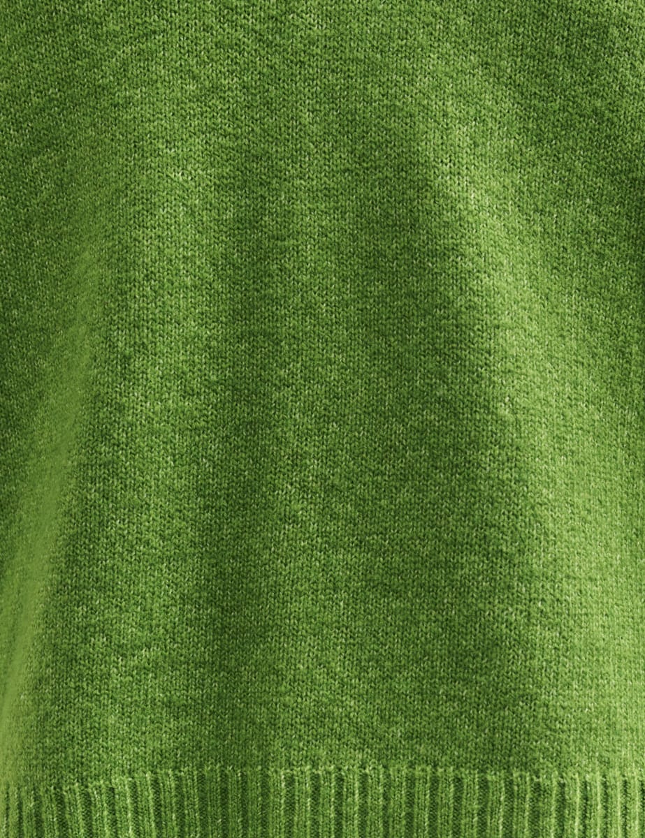 Green Open Collar Knitted Jumper