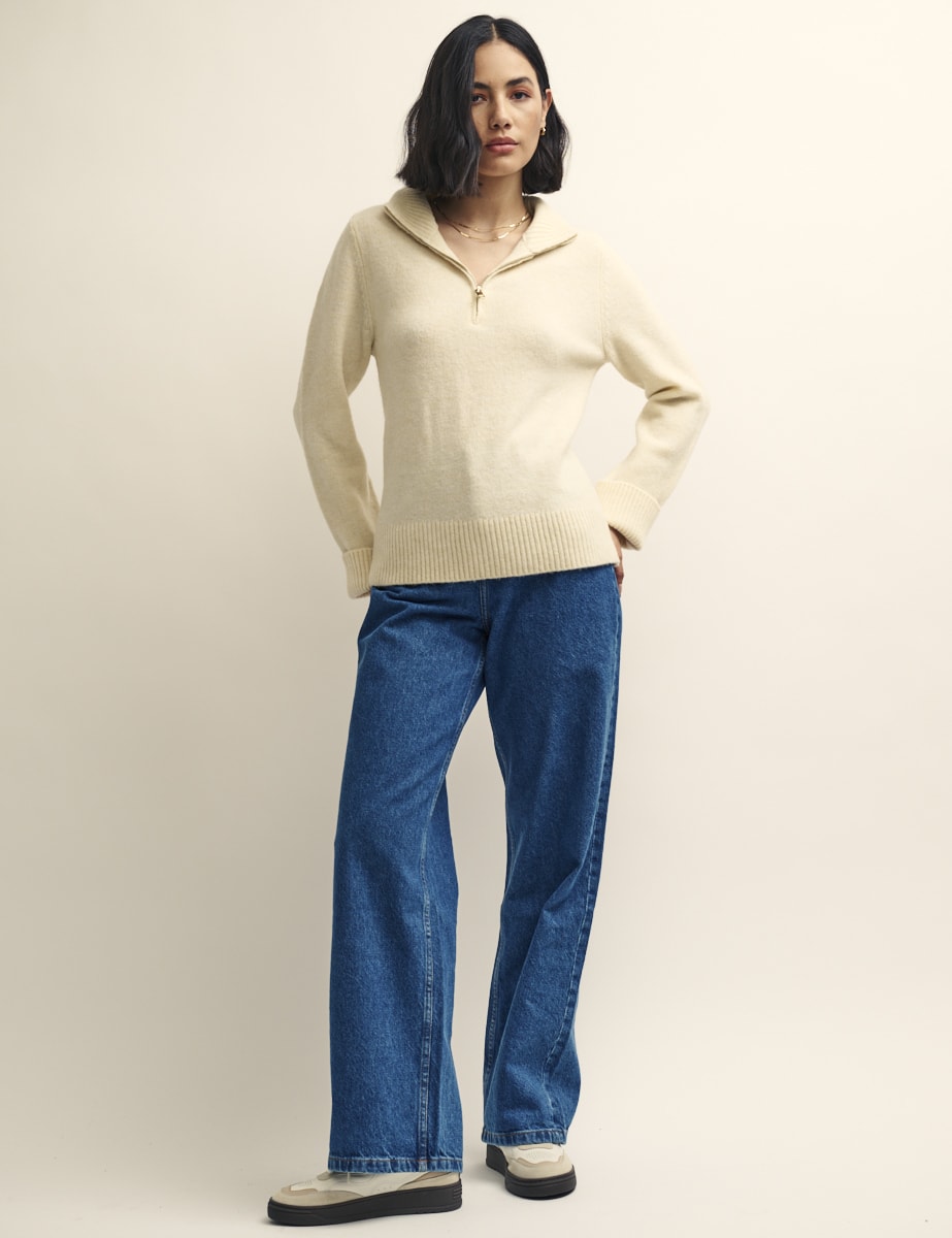 Cream Fluffy Half Zip Jumper