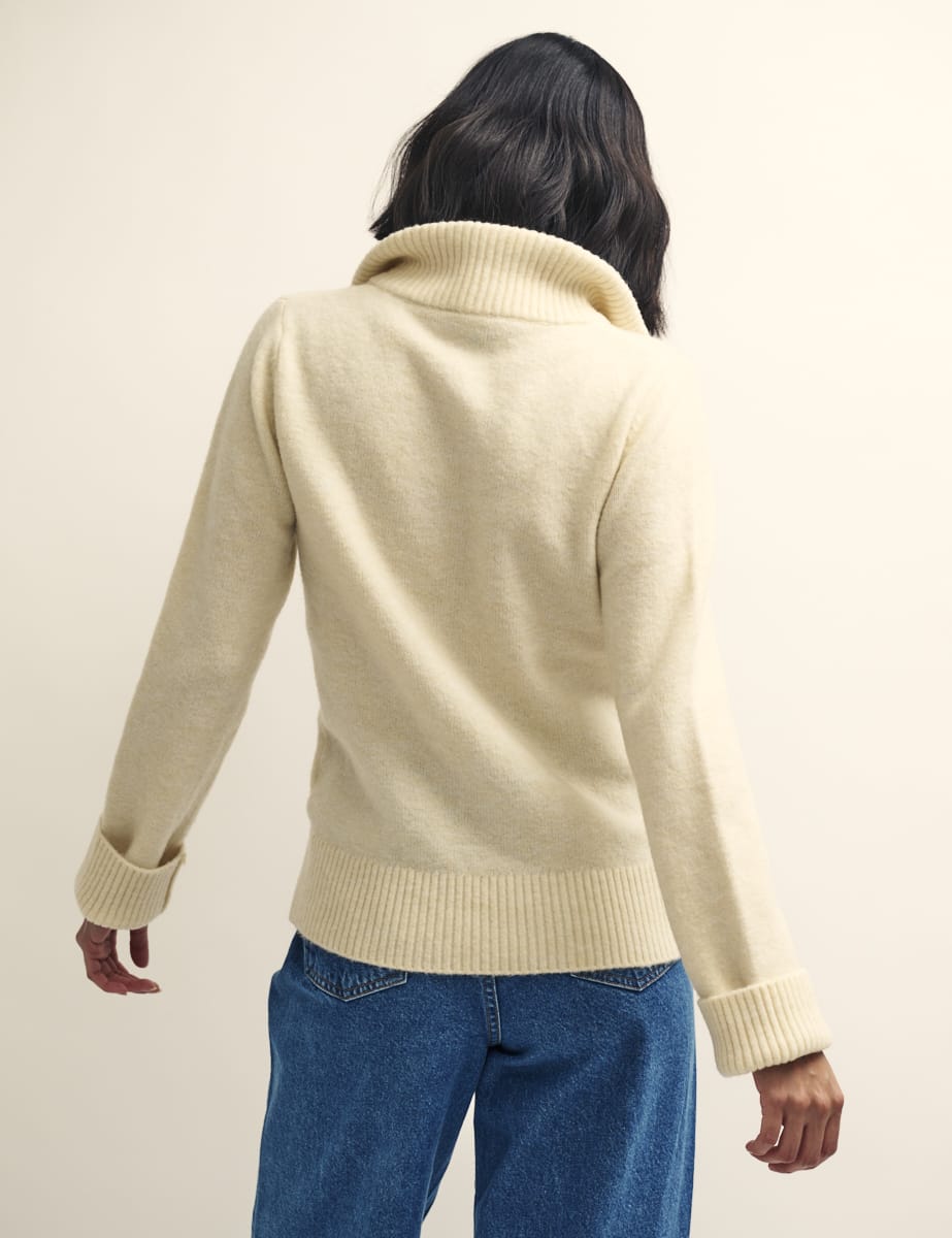 Cream Fluffy Half Zip Jumper
