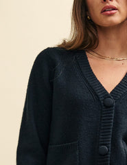 Black Pocket Detail Knitted Cardigan