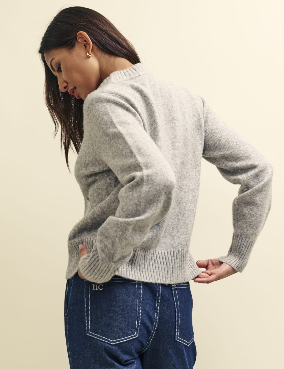 Grey Pocket Detail Knitted Cardigan