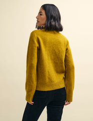 Mustard Yellow Crew Neck Knitted Cardigan