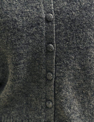 Grey Collared Knitted Cardigan