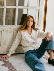 Cream Pointelle Collared Cardigan